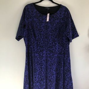 Lands End NWT blue and black knee length dress
